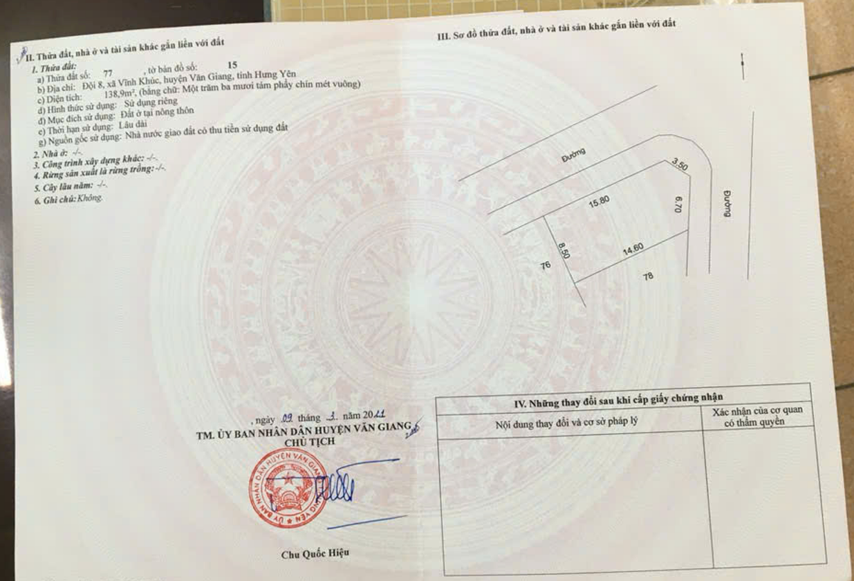 Cần bán Lô GÓC siêu đẹp tại Vĩnh Khúc, Văn Giang, Hưng Yên